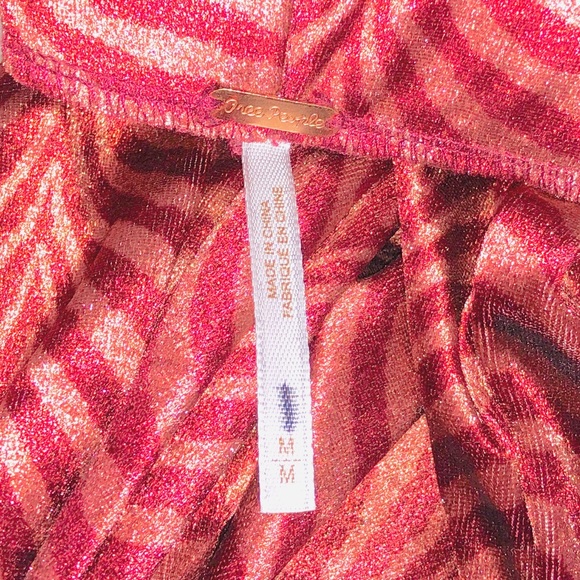 FREE PEOPLE Holiday Red Velvet Chevron Flare Pants - Picture 2 of 3